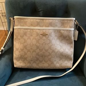 Cream & White large COACH crossbody